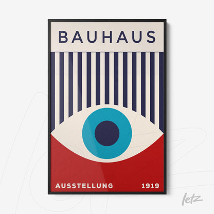 poster print featuring Bauhaus-inspired design with thin black frame