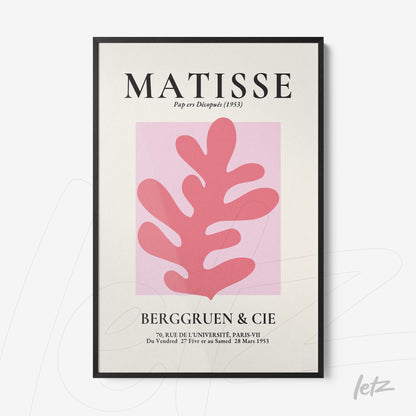 framed wall art featuring abstract pink design on light background, inspired by Matisse