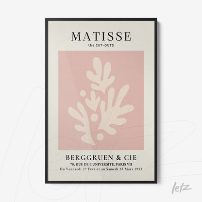 framed wall art featuring modern style cut-outs on light pink background with abstract shapes