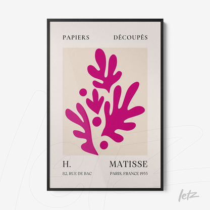 framed wall art featuring modern cut-out design with organic pink shapes on light background