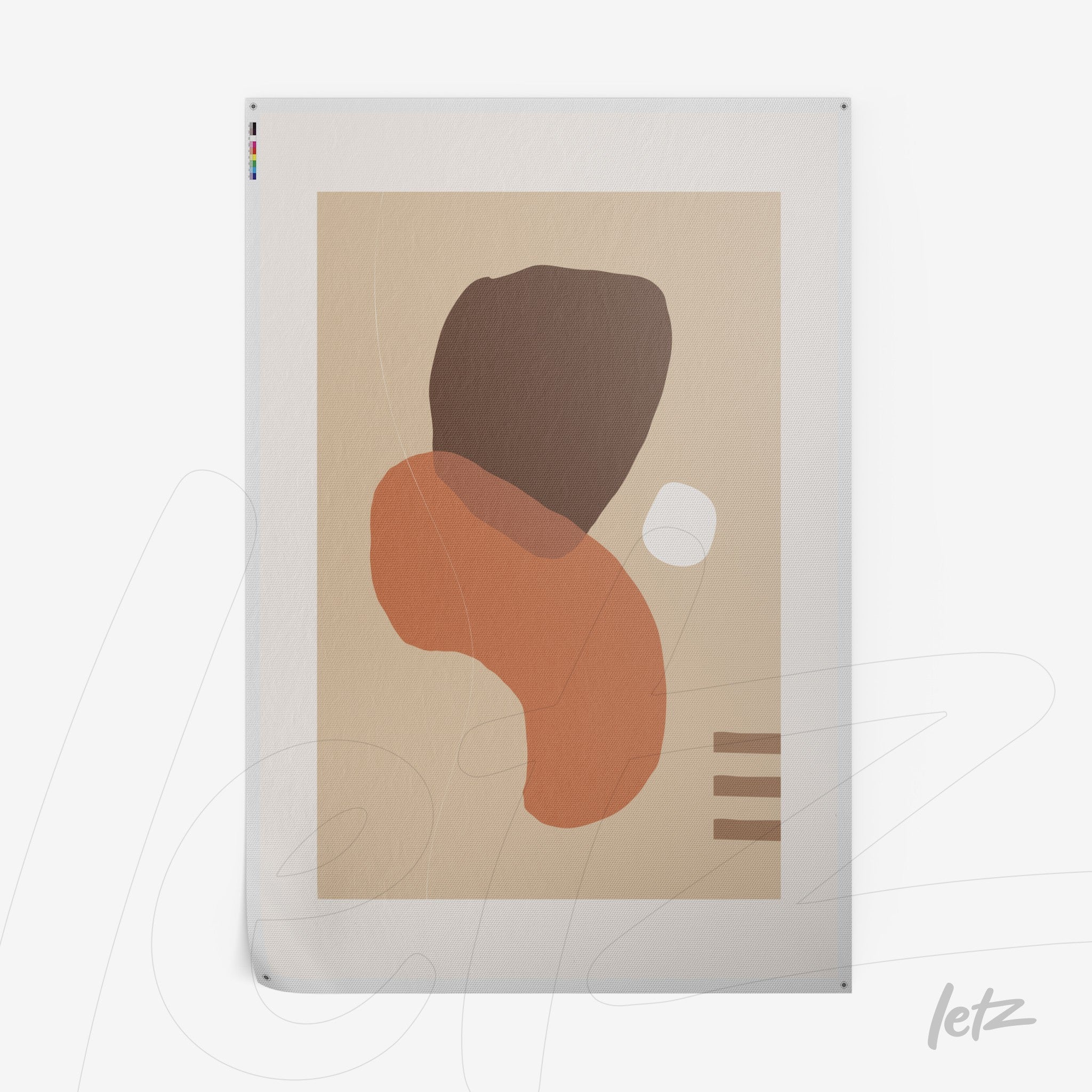 canvas print featuring abstract organic shapes in earthy and neutral tones