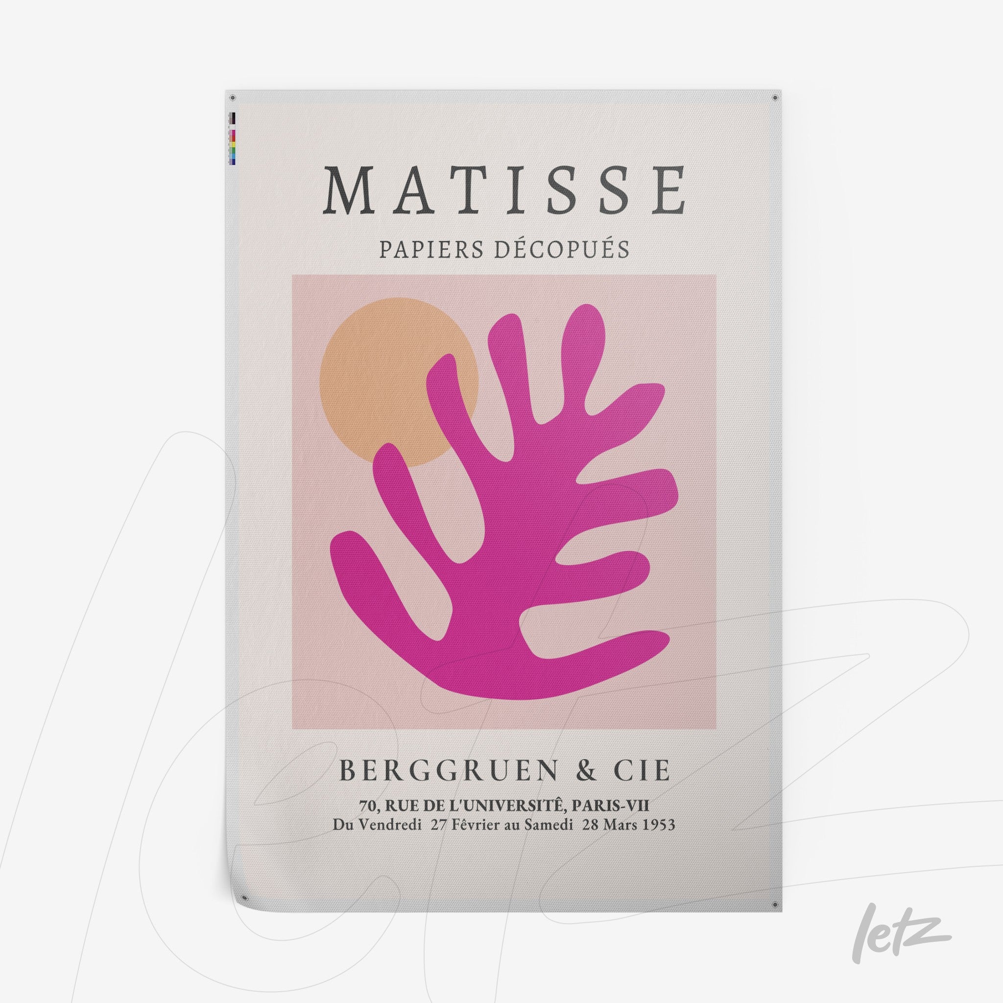 framed art inspired by Matisse featuring colorful shapes on a soft background