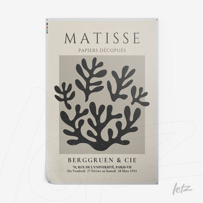 poster print featuring modern coral artwork in black and white on a cream background with stylized text at the top
