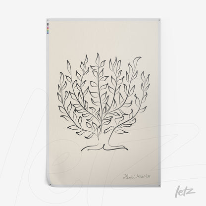 minimalist line art of a shrub in light background