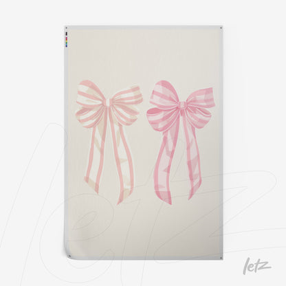 poster print featuring pink bows illustration on light background