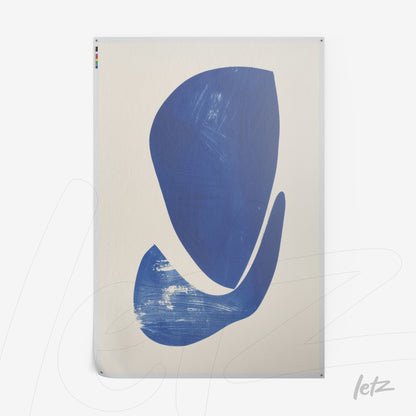 abstract wall art in blue shape on light background