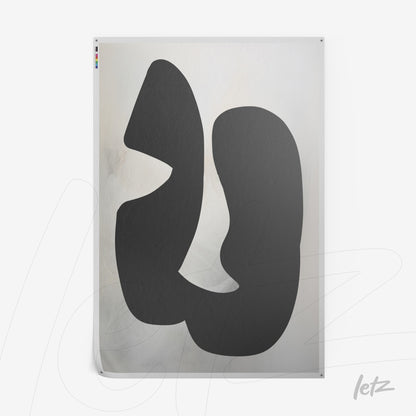 abstract wall art in black on a light textured background