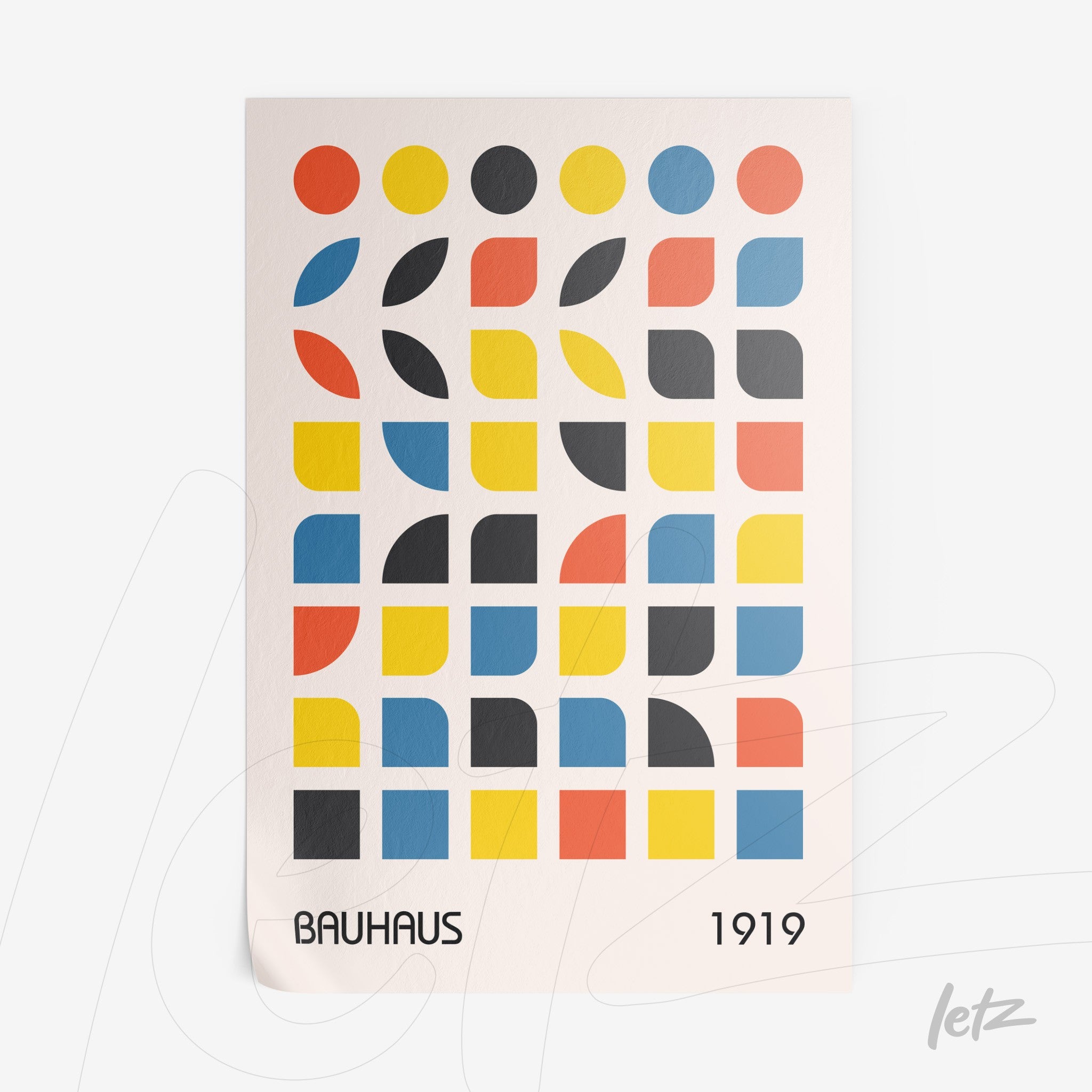 poster print featuring geometric design in Bauhaus style on white background