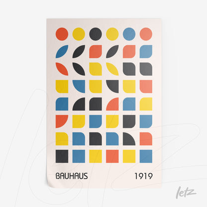 poster print featuring geometric design in Bauhaus style on white background