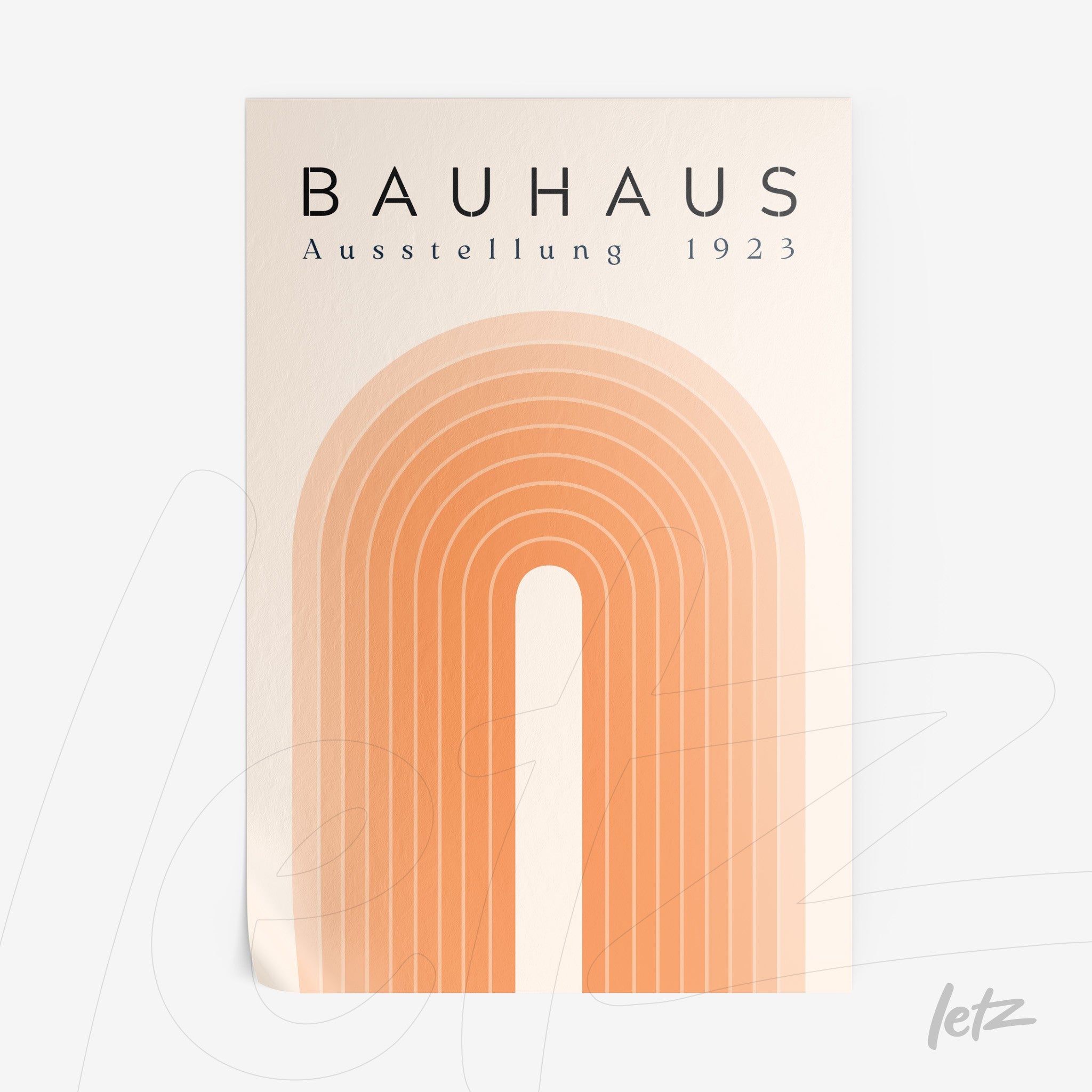 poster featuring Bauhaus design with orange-toned arch