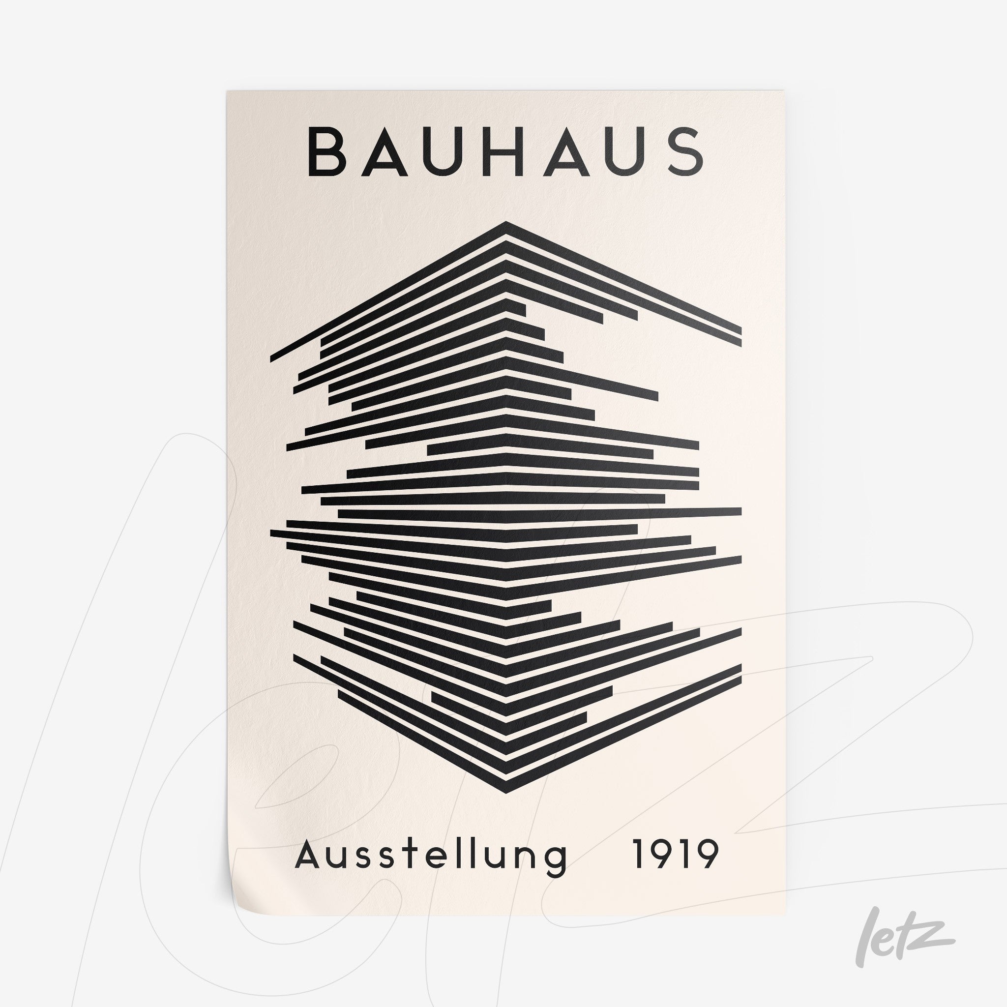 poster print featuring Bauhaus-inspired geometric design and German text