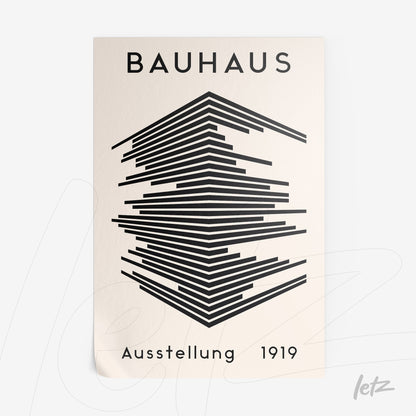 poster print featuring Bauhaus-inspired geometric design and German text