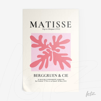 poster print featuring abstract art in shades of pink inspired by Matisse, simple white background