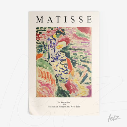 decorative frame featuring henri matisse's artwork titled 'la japonaisse', displayed with a light background and large font title at the top