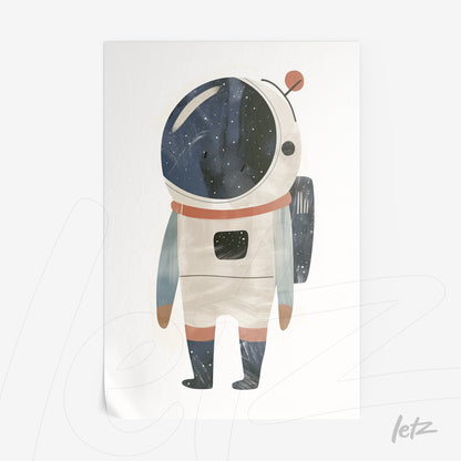 minimalist illustration of an astronaut with pastel color details