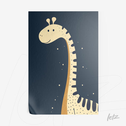 stylized giraffe illustration on dark background with yellow details