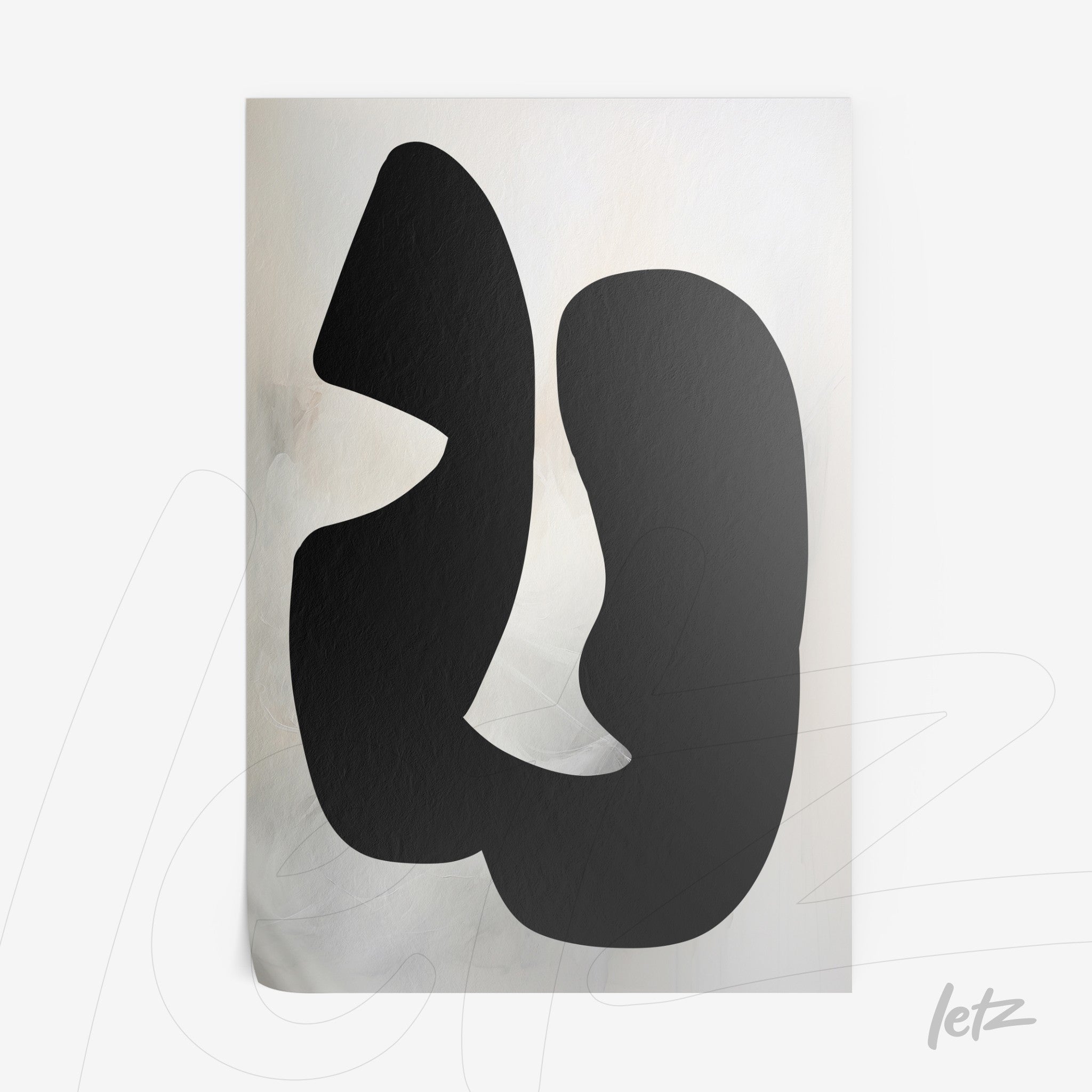 abstract wall art in black on light textured background