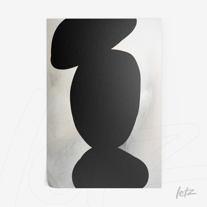 framed abstract wall art in black and white featuring organic shapes on a soft background