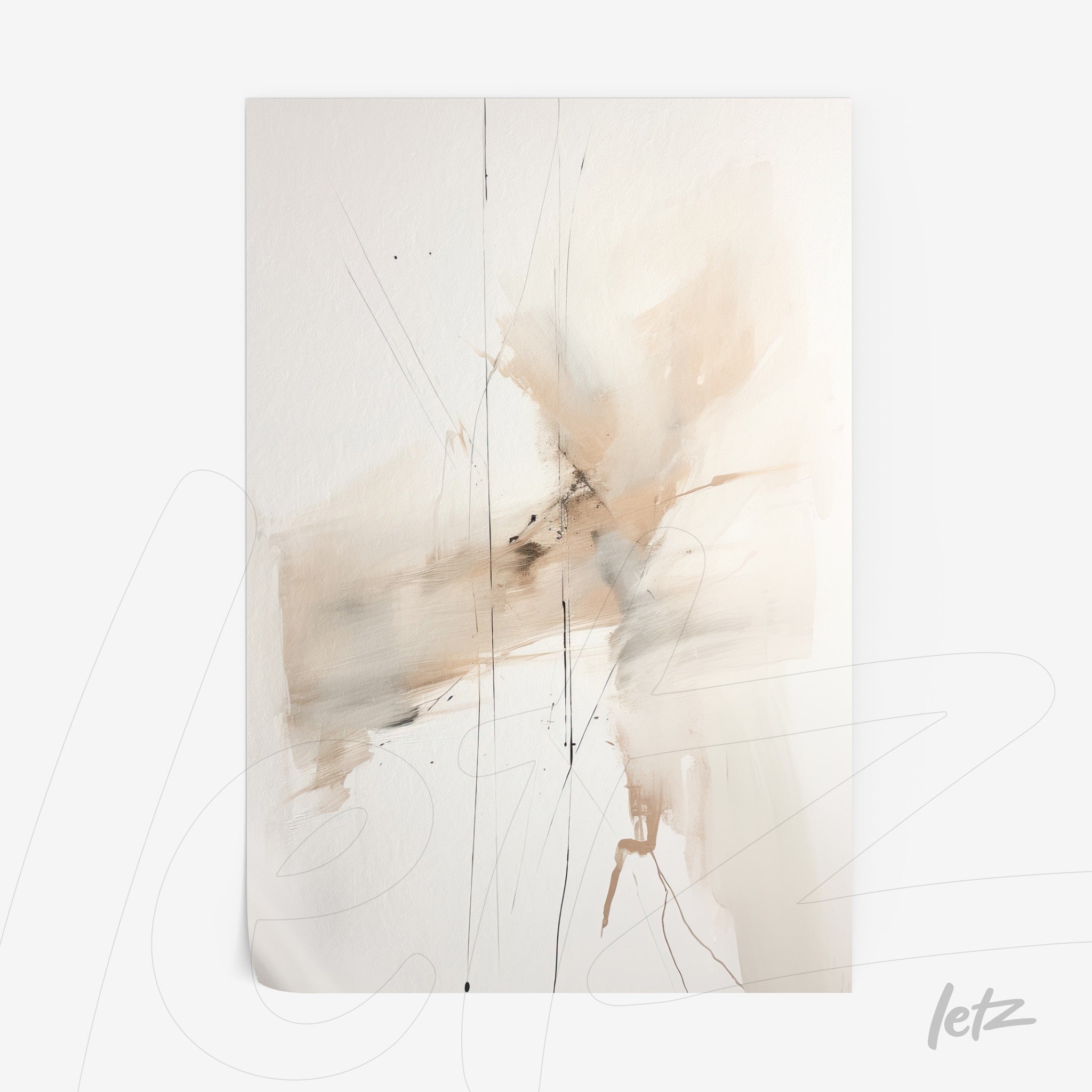 abstract art print in neutral tones featuring brush strokes and soft texture